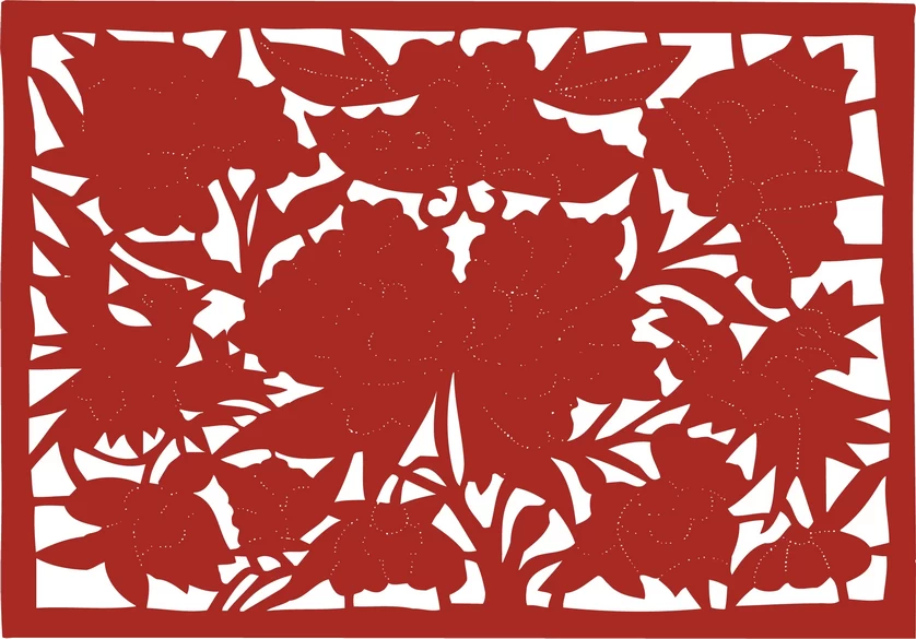中国风中式传统喜庆民俗人物动物窗花剪纸插画边框AI矢量PNG素材【629】